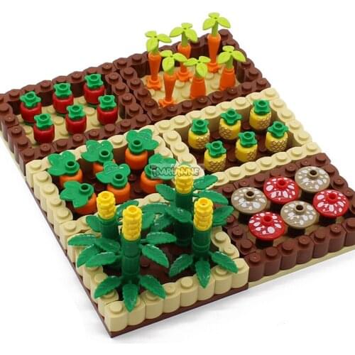 6pcs City Plant orchard Flower bed Parts Building Blocks Bricks Accessories DIY Children Gift Food Block Assemble Toys