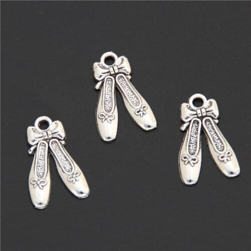40pcs Silver Color Ballet Dancing Shoes Alloy Charm DIY Accessories Of Necklace Bracelet Headdress Making Fitting A2505