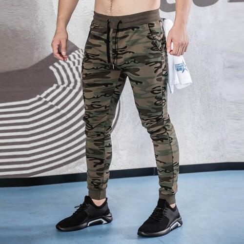 Mens trousers Zip pocket Casual Sweatpants Joggers Pants Men camouflage Pants Fitness Elastic Pants Bodybuilding Clothing