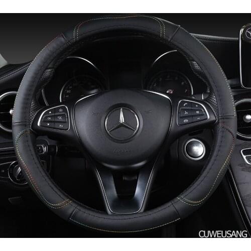 CUWEUSANG Carbon Fiber Leather Car Steering Wheel Cover For MG ZS EV HS Extenger V80 3 5 6 7
