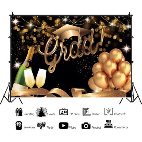 Champagne Balloon Graduation Party Background Portrait Photography Celebration Ceremony Backdrops Photocall Studio