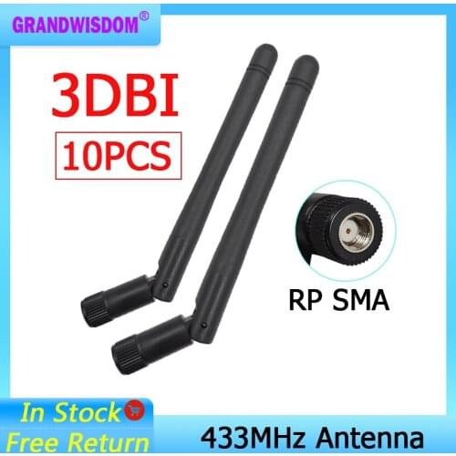 433MHz antenna LORA 3dbi RP-SMA Connector 10pcs 433 mhz antena rubber antenne for wireless watermeter Gasmeter Lorawan Emeter