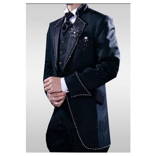 Custom Made Mens Suits Groom Tuxedos Groomsmen Wedding Party Dinner Best Man Suits Blazer (Jacket+Pants+Vest+Tie) NO:611