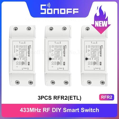 SONOFF RFR2 433MHz Wifi DIY Smart Wireless Switch Light Controller Module Voice Control Sync Status Smart Scene via eWeLink APP