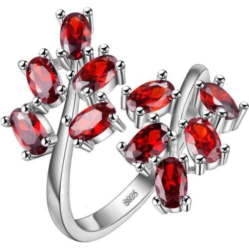 JoiasHome Silver 925 Jewelry Ruby Gemstones Ring For Women Opean Adjst Size Women Fine Jewelry Red/pink/purple Color Party Gift