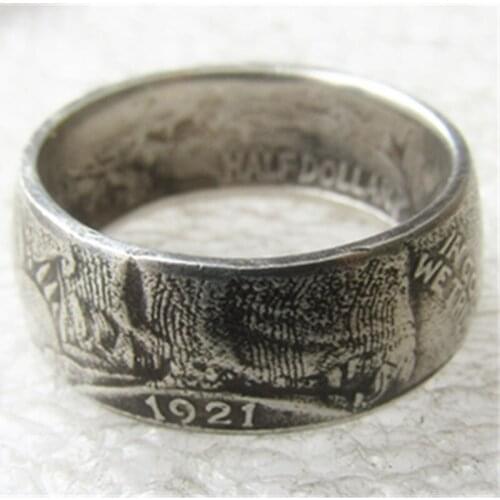 90% Silver Walking Half Dollar Ring ‘woman’ Coin Ring Handmade In Sizes 7-12
