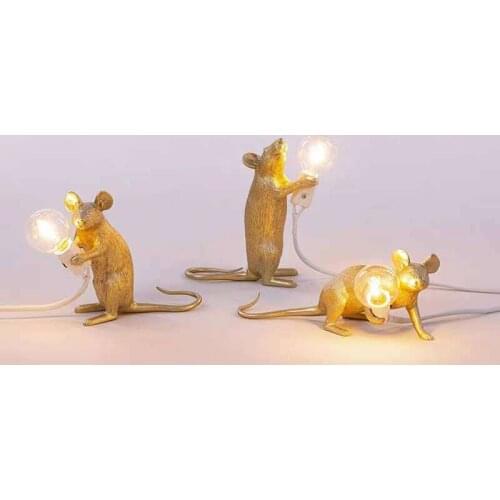 Creative Art Decor Mouse Table Lamp Nordic Animal Lamps Living Room Dining Room Bedroom Clothing Store Mouse Resin Table Light