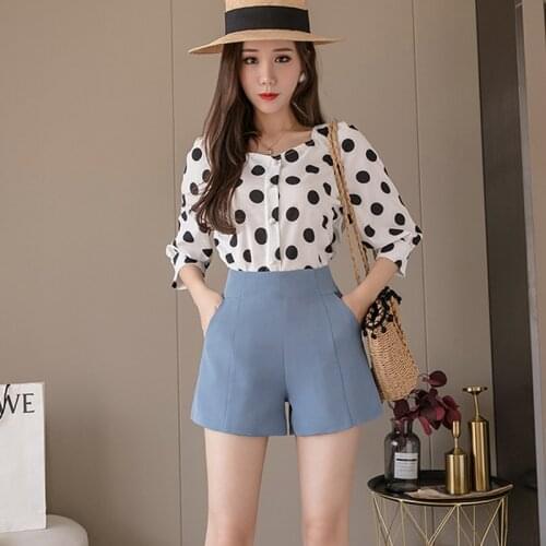 Summer Women Chiffon Wide Leg Shorts Loose Plus Size S-2XL High Waist Shorts Student Casual Black Sports Shorts P2358