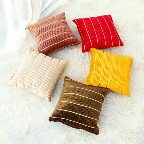 Soft Velvet Sofa Cushion Cover 45x45cm Decorative Throw Pillows Covers Wave Pleats Golden Silvery Ribbons Pillowcases Home Decor