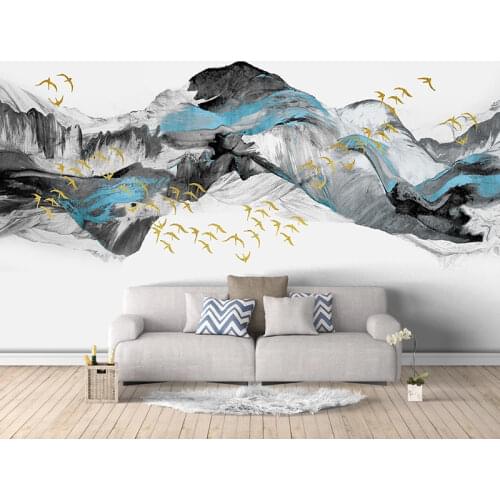 Custom 3D Wall Murals Wallpaper Abstract Blue Ink Landscape Painting Living Room Bedroom Backdrop Photo Wall Papers Home Decor