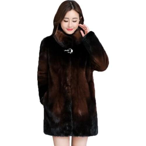 2020 new fashion high quality mink fur coat women winter plus size thick warm faux fur jacket female long fur outerwear A3266
