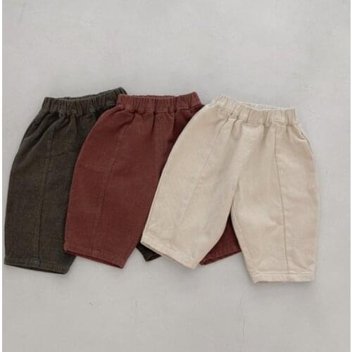 2021 New Autumn Korean Style Baby Boys Pure Color Pants Kids Clothes Casual Woven Toddlers Children Trousers