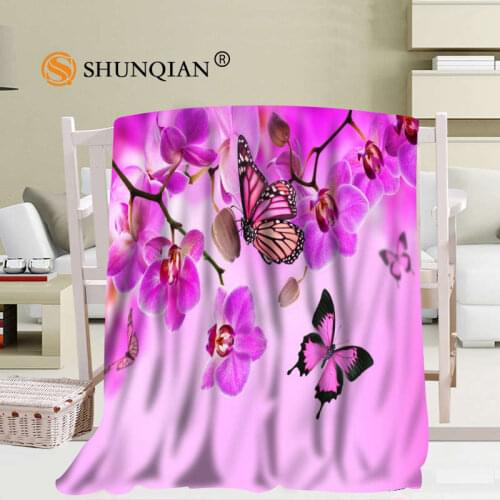 Orchids Flowers Blanket Soft DIY Sofa Bed Throw Blanket Kid Adult Warm Custom Blanket 56x80Inch50X60Inch40X50Inch