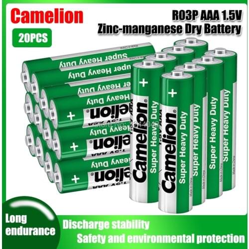 20pcs Original Camelion R03P 1.5V AAA Zinc-manganese Dry Battery No Mercury Dry Battery For Electric Toy Flashlight Clock Mouse