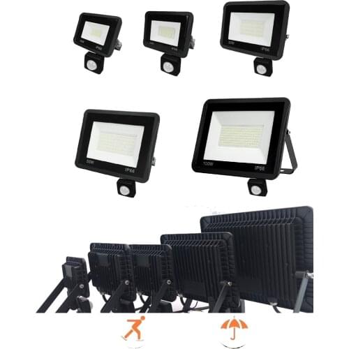 FloodLight Reflector Spotlight Exterior Reflector Ligh PIR Motion Sensor Wall Light Waterproof IP65 Outdoor Security Lamp Garden