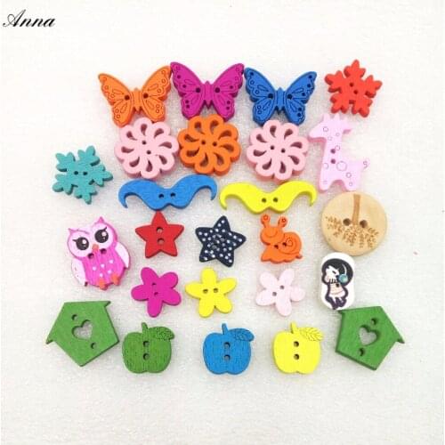 30g Random Pattern Shape Buttons Decorative Cute Sweety Wood Resin Promotions Mixed Sewing Scrapbook DIY Sewing Party Tools