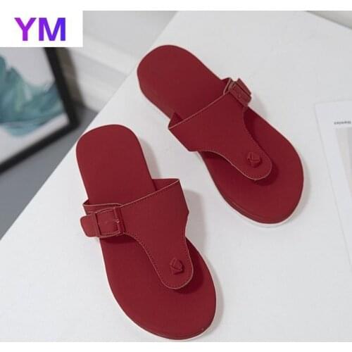 Toe Clip Women Sandals Comfy Platform Shoes Ladies Breathable Buckle Zapatillas Mujer Casa Flat Flip Flops Beach Slippers 2021