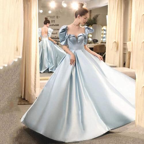 Light blue flower sleeve bowknot back rococo ball gown Renaissance Gown queen Victorian/Marie Antoinette Belle