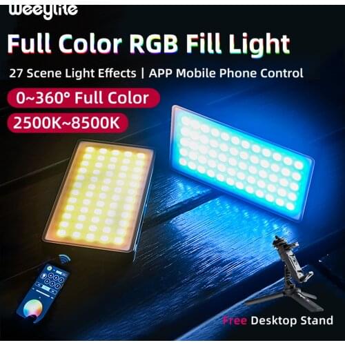 Viltrox Weeylite RB9 RGB LED Camera Light 12W Portable Full Color Video Panel Light with stand and Dimmable Bi-Color 2500K-8500K