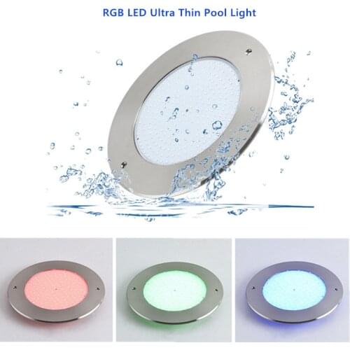 Ultrathin LED White RGB Underwater Light IP68 Waterproof RGB Swimming Pool Lighting with Remote Controller 18W 25W 35W AC12V 304