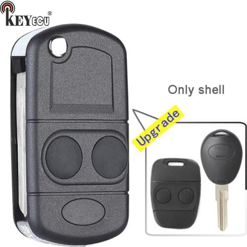 KEYECU 10x for Land Rover Freelander Discovery Replacement 2 Button Upgraded Flip Folding Remote Key Shell Case Fob