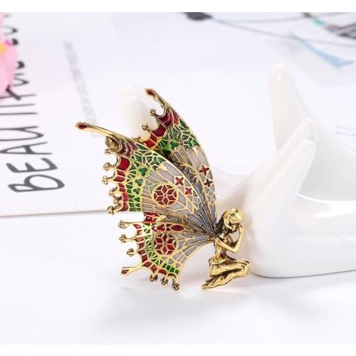 New Retro Butterfly Angel Brooch for Women Fashion Personality Temperament Fairy Brooches Suit Shirt Sweater Coat Accessories