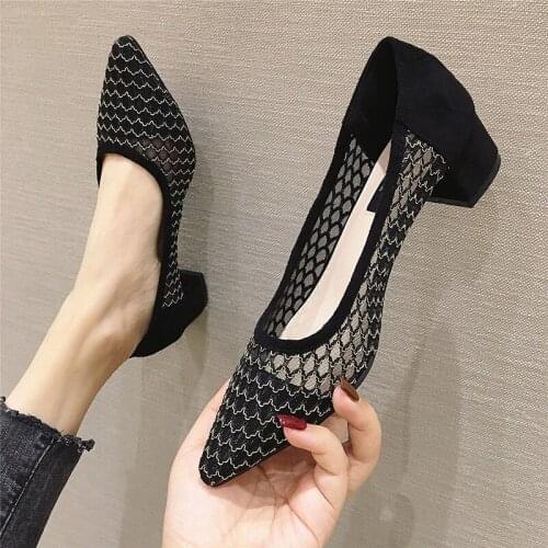 2020 Summer Shoes Women Heeled Shoes Woman Party Shoes Office Ladies High Heels Sandal Black Shoes A2273