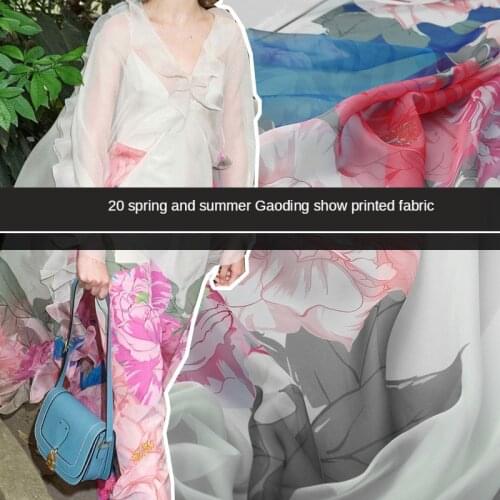 Spring And Summer Elegant Large Flower Digital painting Chiffon Printed Cloth 2020 New Fashion dress Ткань ткань с принтом