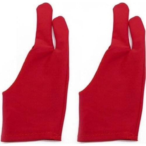 1 Pair Two Fingers Anti-Fouling Artist Gloves for Any Graphics Drawing Tablet Reduces Friction Paper Sketching Mittens