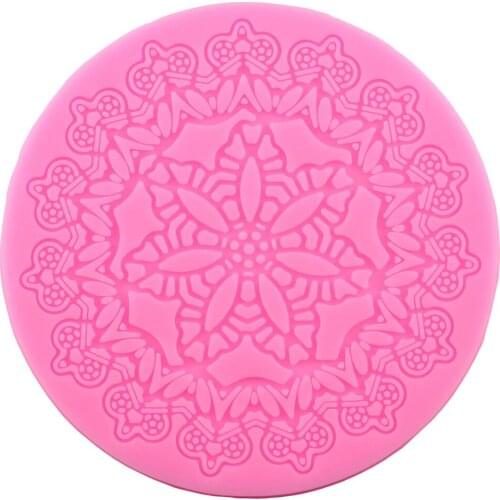 1Pcs Round Crown Shape Cake Silicone Mat Sugarcraft Fondant Cake Decorating Tools Kitchen Baking Silicone Lace Molds AX04
