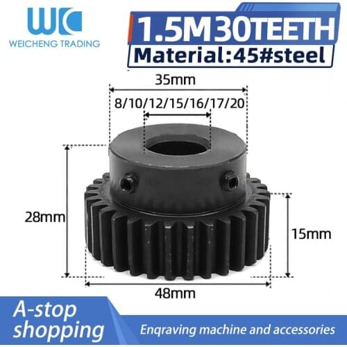 1pcs 1.5mod gear pinion 30teeth blank 10mm hole spur gear precision machinery industry 45 steel gear pinion frequency hardening