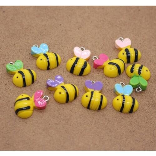 10pcs Kawaii Resin Flatback Bee Earring Charms Diy Crafts Accessory Animals Bracelet Keychains Pendant Decor Mix Jewelry Make