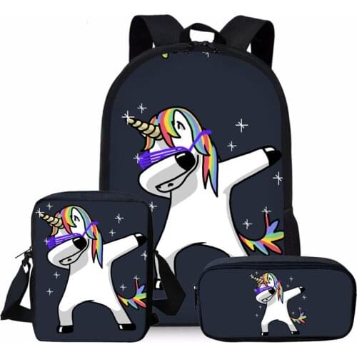 3pcs/set Unicorn School Bag Set for Kids Boys Girls School Backpacks Shoulder Bagpack Children Bookbag Satchel