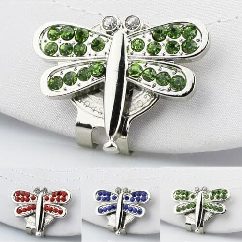 3pcs/lot Dragonfly Golf Ball Mark w Magnetic Golf Hat Clip Alloy Professional Golf Marker Blue Red Green Golf Training Aids