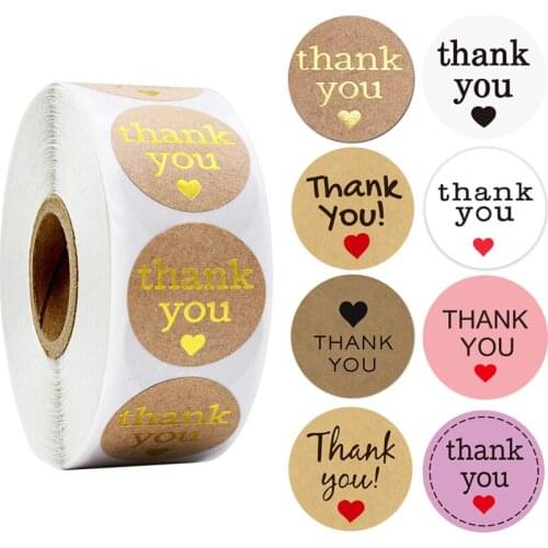 500pcs Thank You Stickers With Heart Appreciation Tag Labels for Business Bag gift Packaging Seal Stickers Wedding Party Decor