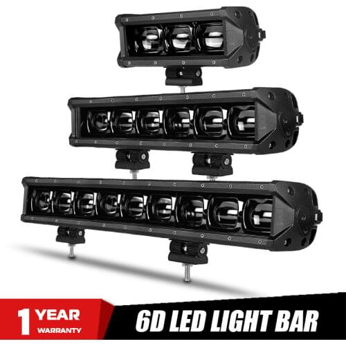 6D Lens 8 12 20 inch Led Light Bar Driving Light Work Light Single Row Bar Light M8 For Offroad Car Jeep Truck Boat DC 10-30V