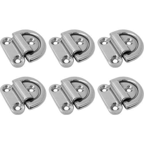 6x D-Ring Tie Down Anchor - 316 Stainless Steel Lashing Rings Trailer Tie-Downs Points with Mounting Plate for Marine Boats