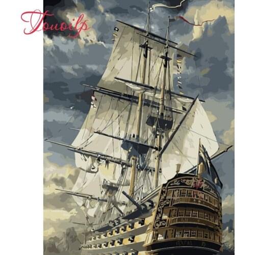Touoilp 100% Full 5D Daimond Painting"sailboat"3D Ship Diamond Painting Round/Square Rhinestones Diamant Painting Embroidery