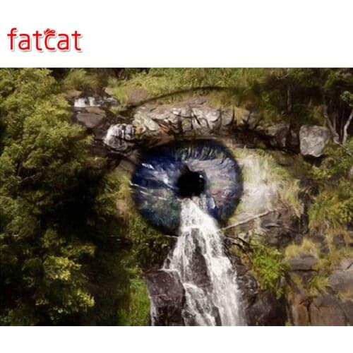 FATCAT 5D DIY Diamond embroidery Eye waterfall landscape Diamond Painting Cross Stitch painting rhinestone Home Decorative AE307