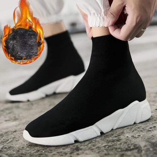 Large Size High Base Summer Running Shoes Man Socks Sneakers Men Black Sports Sneakers Women Sport Shoes Men Knitting Gym D-626