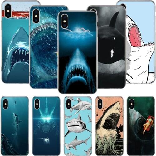 Ocean Monster Shark Swimming Phone Case For iPhone 11 12 Pro XS XR X Max 7 8 6 6S Plus Mini + 5 SE Pattern Customized Coque Cove