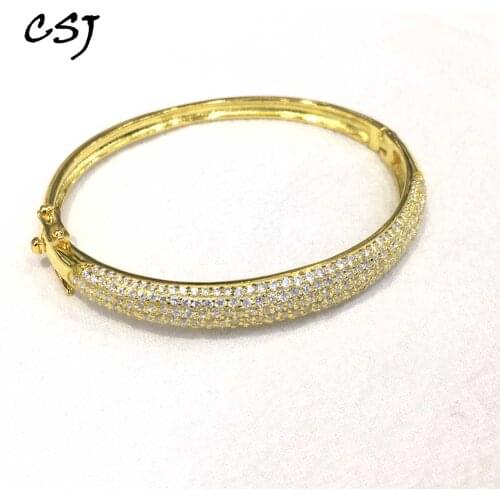 CSJ Elegant Bracelet Sterling 925 Silver High Quality CZ Fine Jewelry Women Lady Wedding Birthday Party Gift