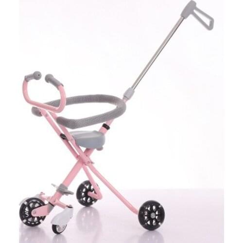 Childrens Baby Stroller Artifact with Brake Five-wheel Guardrail Lightweight Trolley Foldable Anti-rollover Stroller Kids Bike