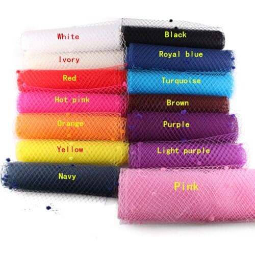 1Meter/Lot Hot Pink Birdcage Veils with Dot 45CM For Women Fascinator Veiling Headpiece Netting Hats Accessories Bridal Veils