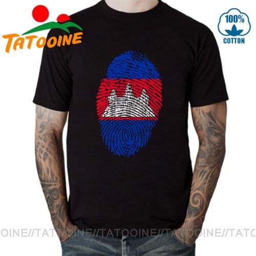 Vintage Cambodia Flag Fingerprint T shirt women men Retro Funny Cambodia Country Flag design print T-shirts birthday gift tshirt