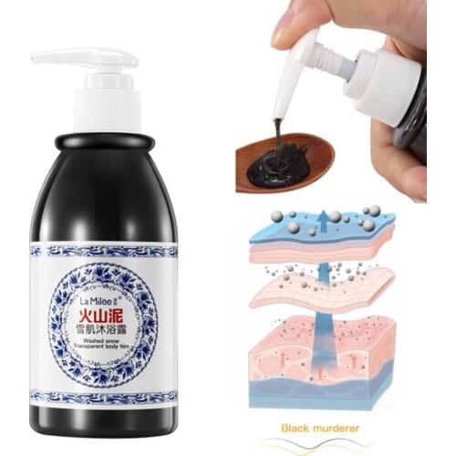 Volcanic Mud Shower Gel Whole Body Wash Fast Whitening Deep Clean Skin Moisturizing Exfoliating Body Care 250ml Shower Gels