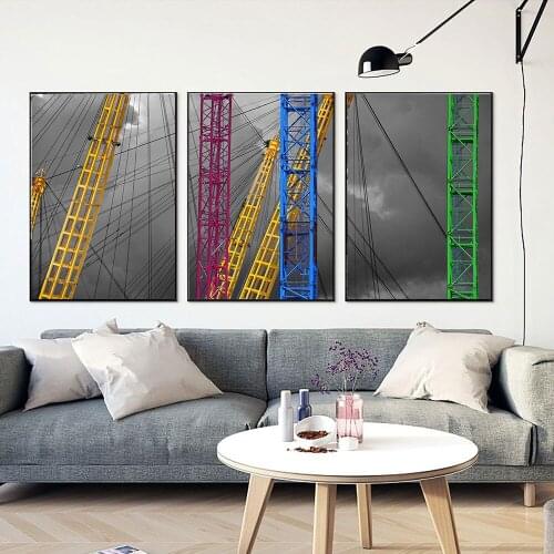 Blue Yellow Green Bridge Scenery Canvas Paintings Poster Print Black and White Wall Art Pictures for Living Room Home Decoration