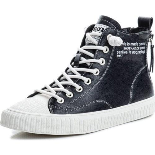 High Top Genuine Leather White Shoes New Leather Flat Sole Shoes Women Fashion Sneakers Women Casual Women Shoes Tenis Feminino