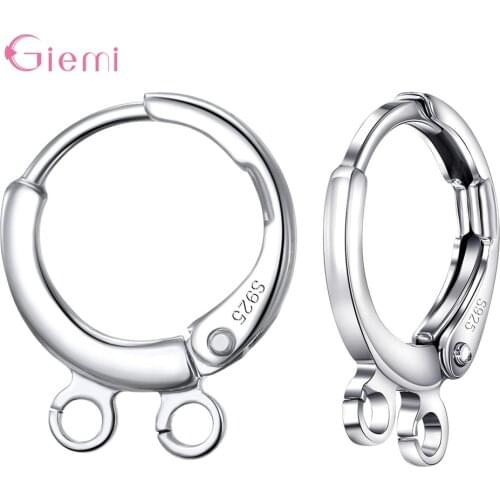 Classic Fashion O Shape Small Round Loop Hoop Circle Earrings 925 Sterling Silver Ear Wire Hooks Diy Jewelry Material Wholesale