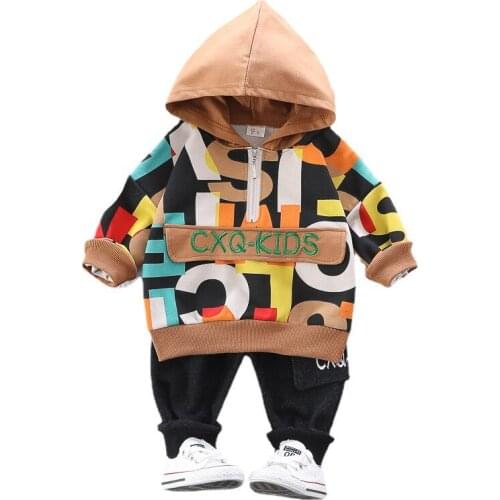 New Autumn Baby Fashion Clothes Children Boys Letter Hoodie Girls Pants 2pcs/set Spring Kids Toddler Clothing Infant Tracksuits
